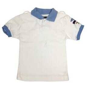 VTG MARIO Firenze Toddler Pilot Polo Shirt 4T White Blue Airplane Patch VBC